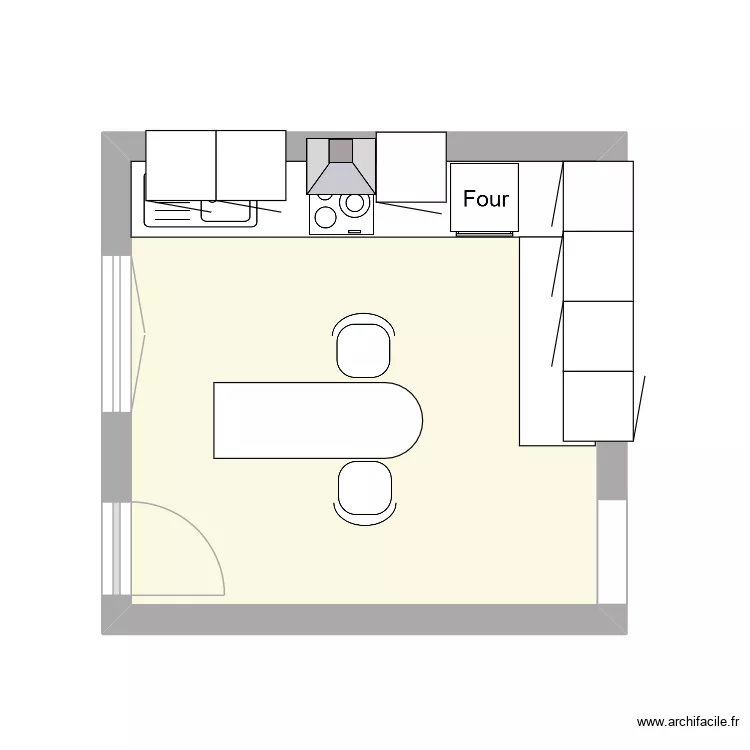 cuisi. Plan de 1 pièce et 15 m²