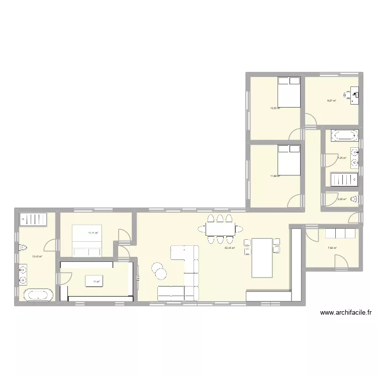 maison Pauline. Plan de 10  et 149 m²