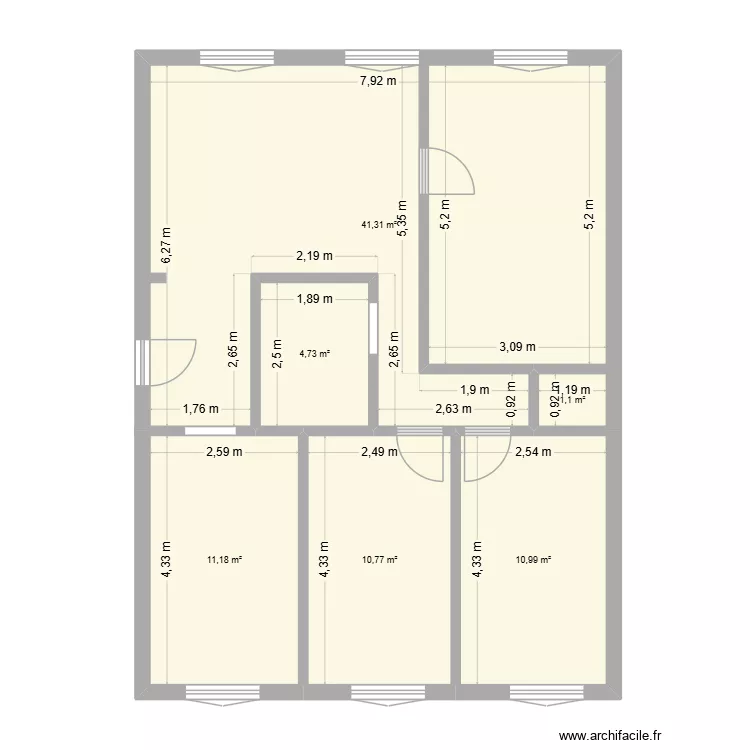 appart. Plan de 6 Pièces et 80 m²