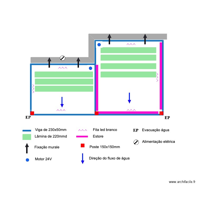 SANTOS Loulé. Plan de 2 pièces et 17 m2