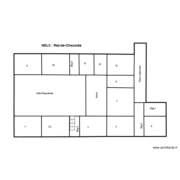 NDLC Rez-de-Chauss&eacute;e. Plan de 11  et 53 m²
