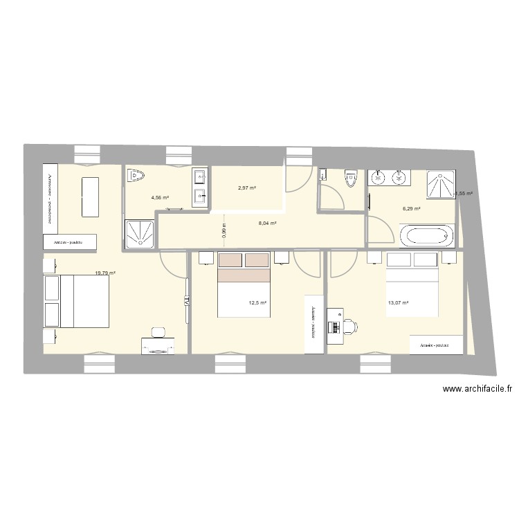 Maison Pauline sept 2024 V24. Plan de 8 pièces et 68 m2