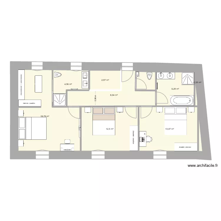Maison Pauline sept 2024 V24. Plan de 8 pièces et 68 m²