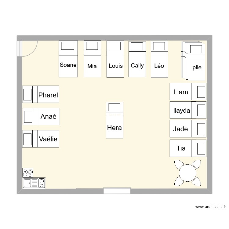 salle sieste plan. Plan de 1 pièce et 73 m2