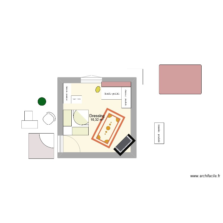 Dressing. Plan de 1 pièce et 10 m2