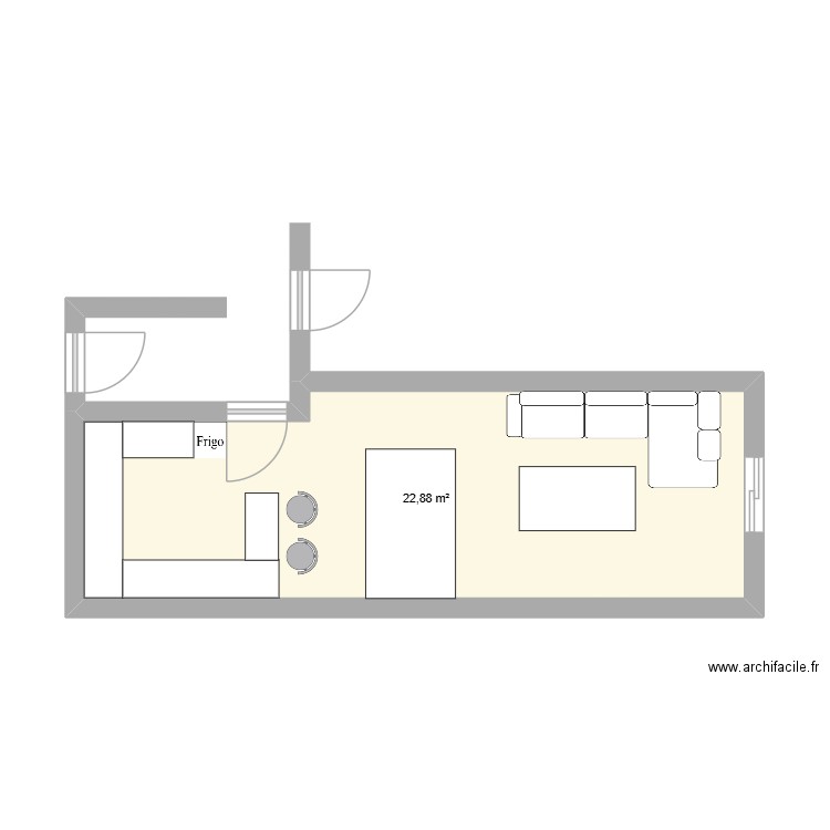 maison maman. Plan de 1 pièce et 23 m2