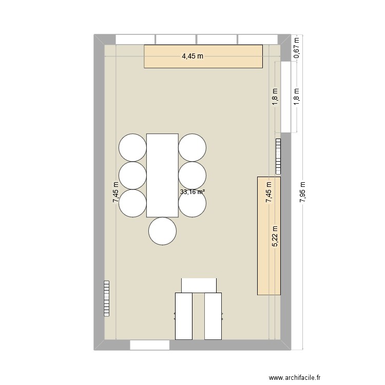 F6KFW. Plan de 1 pièce et 33 m2