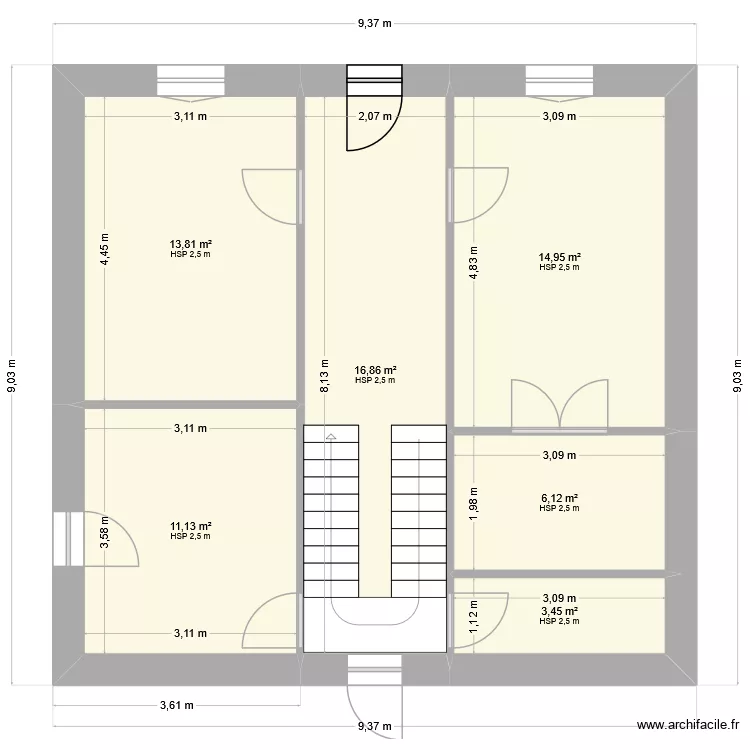 rdc nicolas. Plan de 6 pièces et 66 m²
