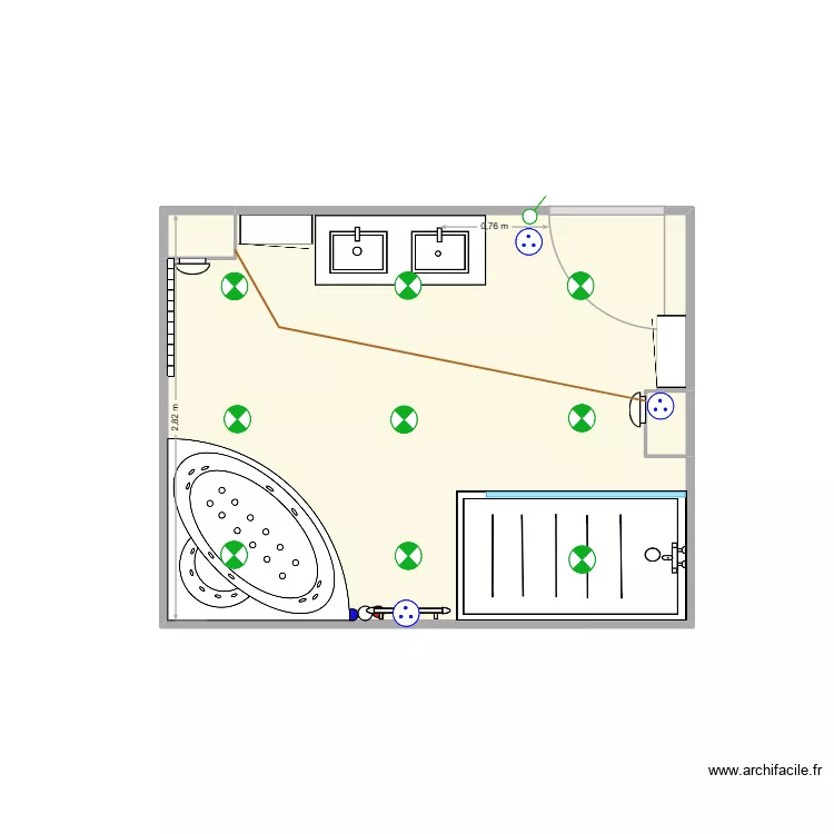 sdb Bas Eloyes &eacute;lectricit&eacute;. Plan de 3  et 10 m²