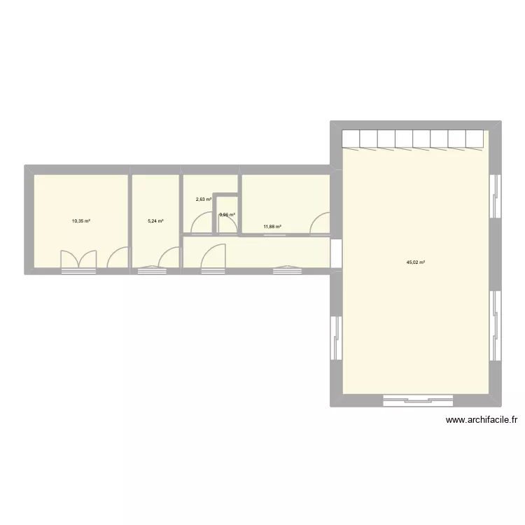 cabanon option 2. Plan de 6  et 76 m²