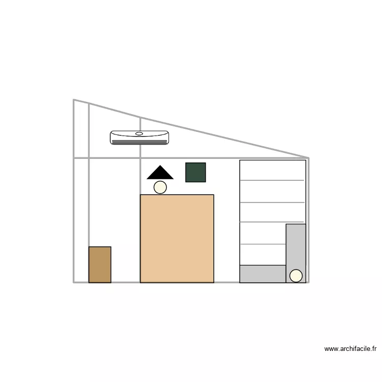 1 fen&ecirc;tre - Mur lateral sejour fauteuil parall&egrave;le fen&ecirc;tre. Plan de 6  et 7 m²