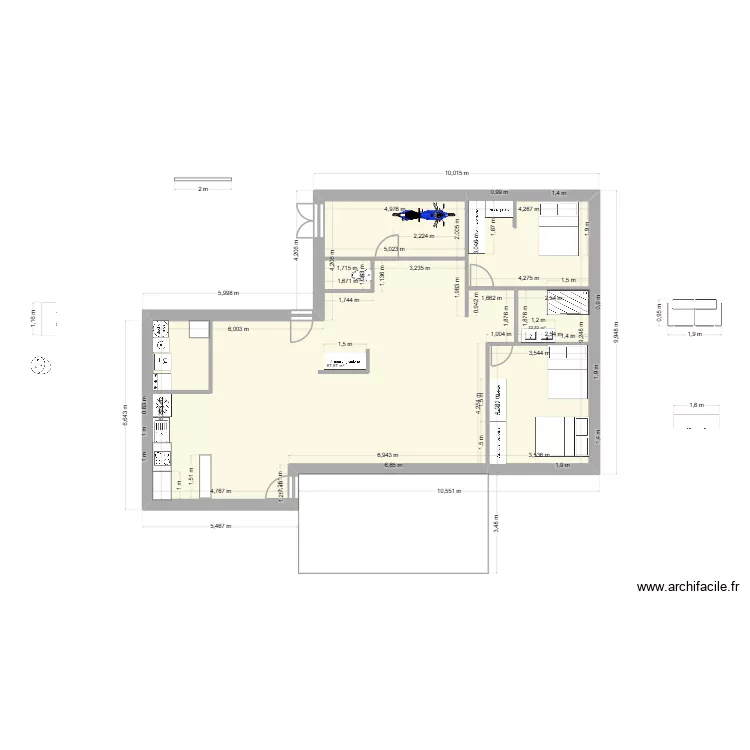 St Bonnet-2. Plan de 2 pièces et 120 m² St Bonnet-2. Plan de 2 pièces et 120 m²