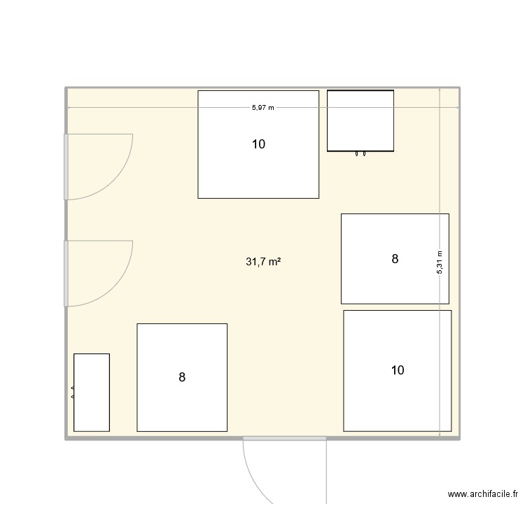 Grarage sous sol. Plan de 1 pièce et 32 m2