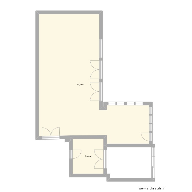 plan v1. Plan de 2 pièces et 69 m2