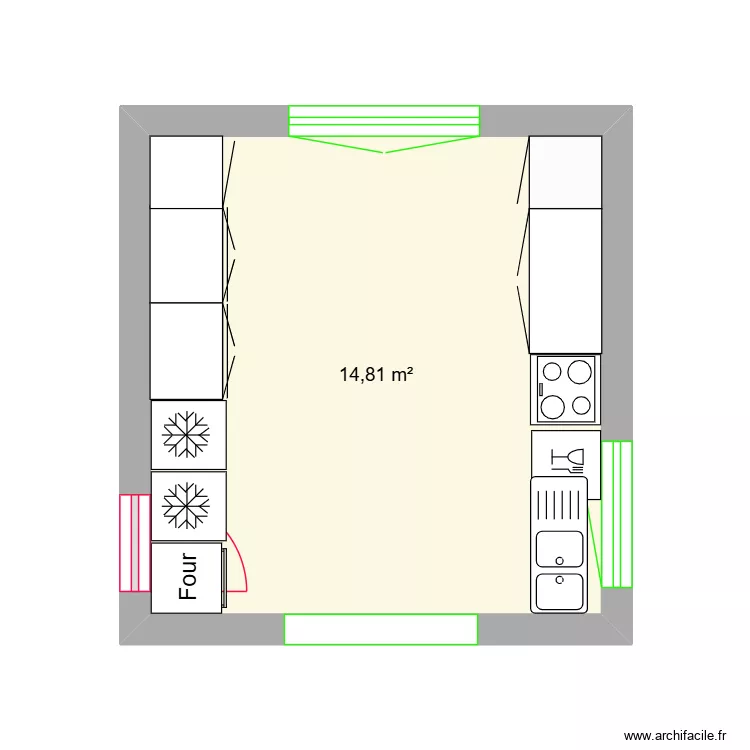 cuisine. Plan de 1 Pièce et 15 m² cuisine. Plan de 1 Pièce et 15 m²