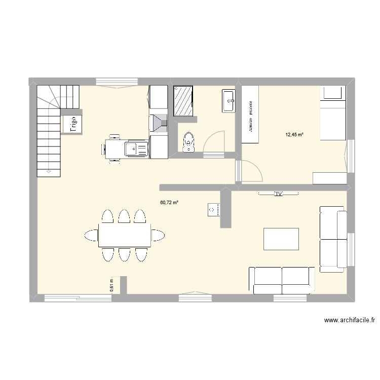 maison 2. Plan de 2 pièces et 73 m2