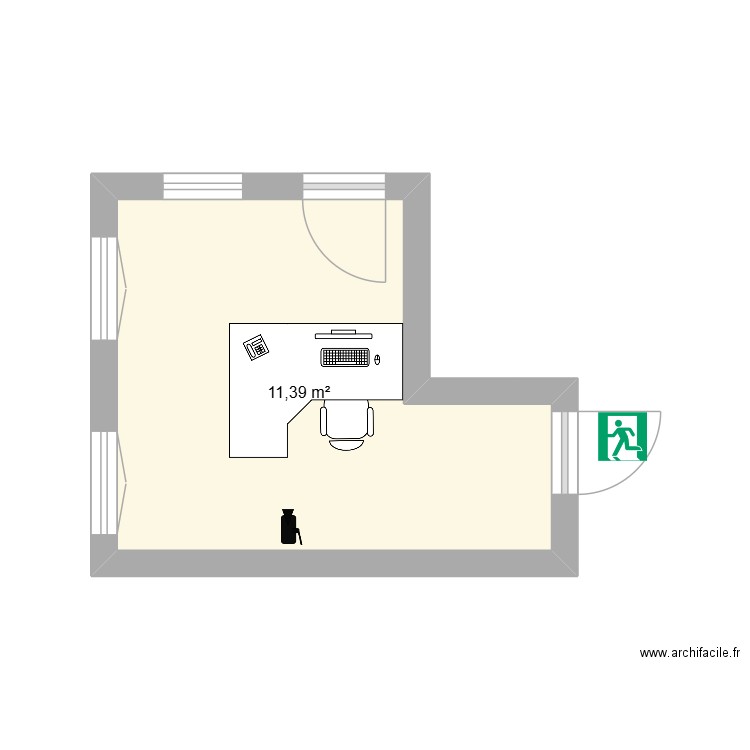 MASSY AMPERE BUREAU RR. Plan de 1 pièce et 11 m2