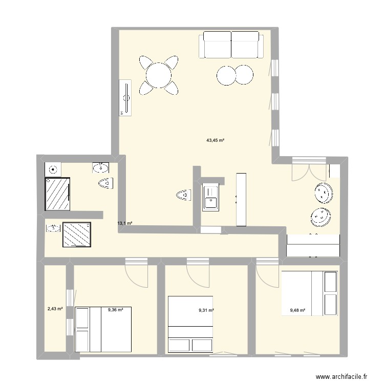 projet 3 revu 2025 06 06. Plan de 6 pièces et 87 m2