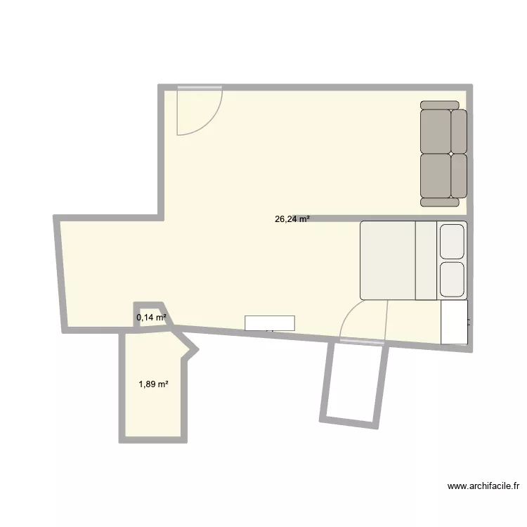 Plan Yasmine. Plan de 3 Pièces et 28 m² Plan Yasmine. Plan de 3 Pièces et 28 m²
