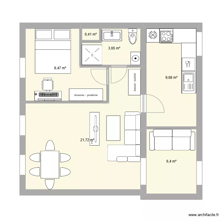Rambouillet 3e am&eacute;nagement. Plan de 6  et 51 m²