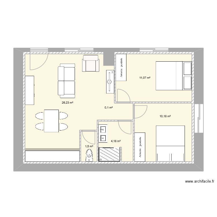 PLAN AMELIE P1. Plan de 6 pièces et 111 m2