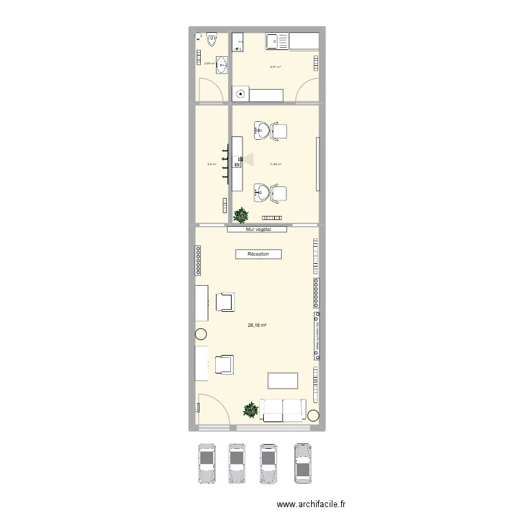 Ludivine. Plan de 5 pièces et 54 m2