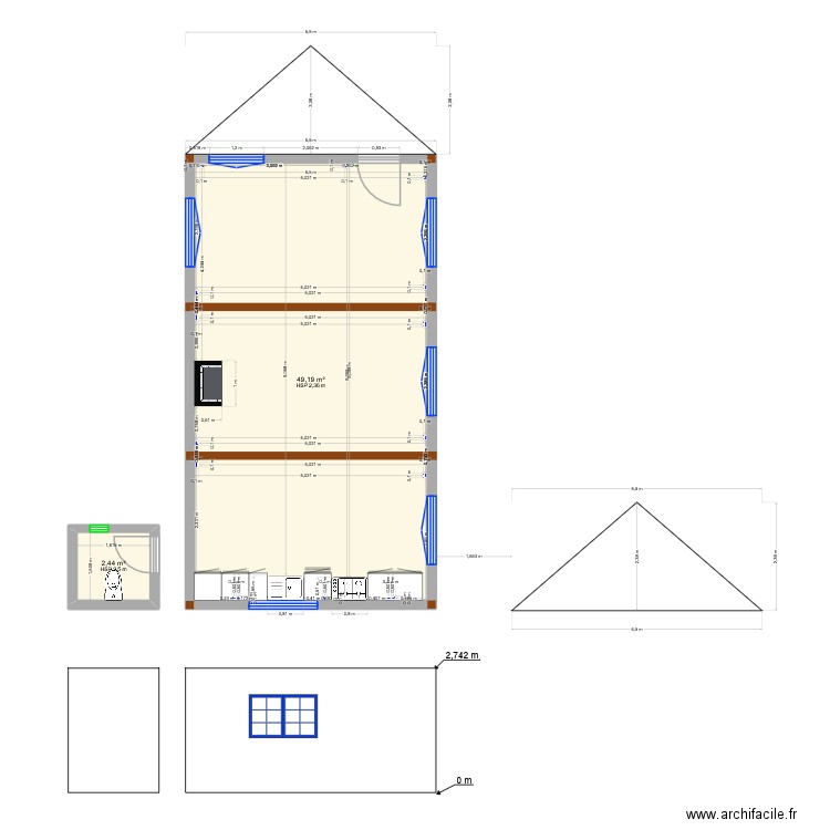 Clerheid-1. Plan de 2 pièces et 52 m2