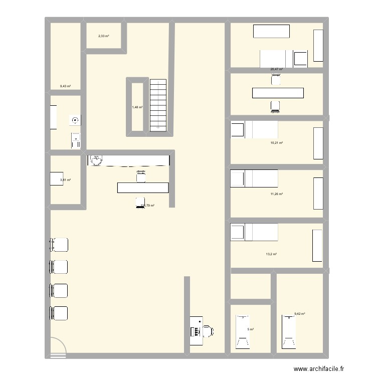 Plan. Plan de 11 pièces et 203 m2