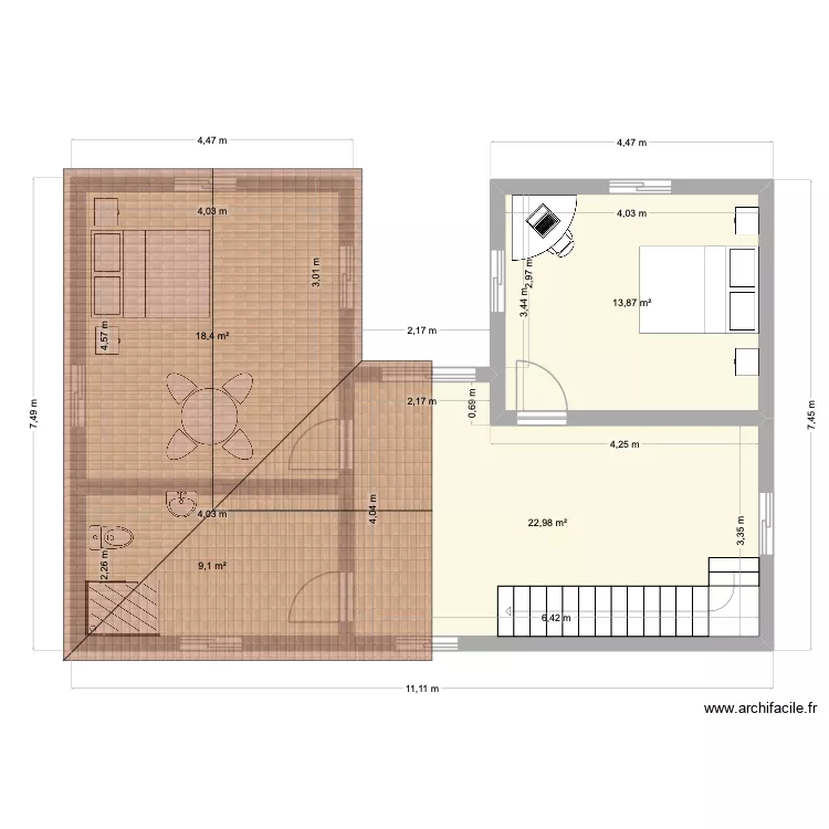 manjaka2. Plan de 4 pièces et 64 m²