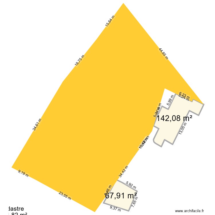 Beaulieu. Plan de 2 pièces et 210 m2