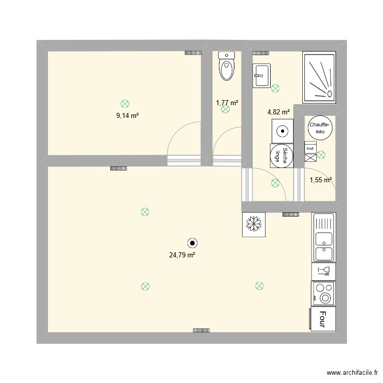 EEB. Plan de 5 pièces et 42 m2