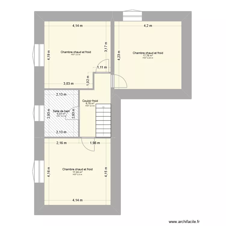 etage. Plan de 5  et 64 m²