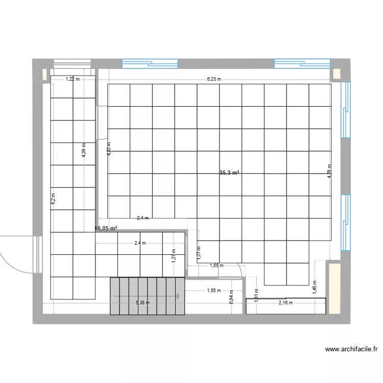 BUREAU ACCUEIL Faux Plaf 2. Plan de 5 Pièces et 52 m² BUREAU ACCUEIL Faux Plaf 2. Plan de 5 Pièces et 52 m²