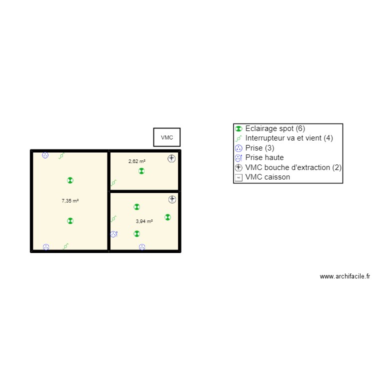 Dépot 2. Plan de 3 pièces et 14 m2