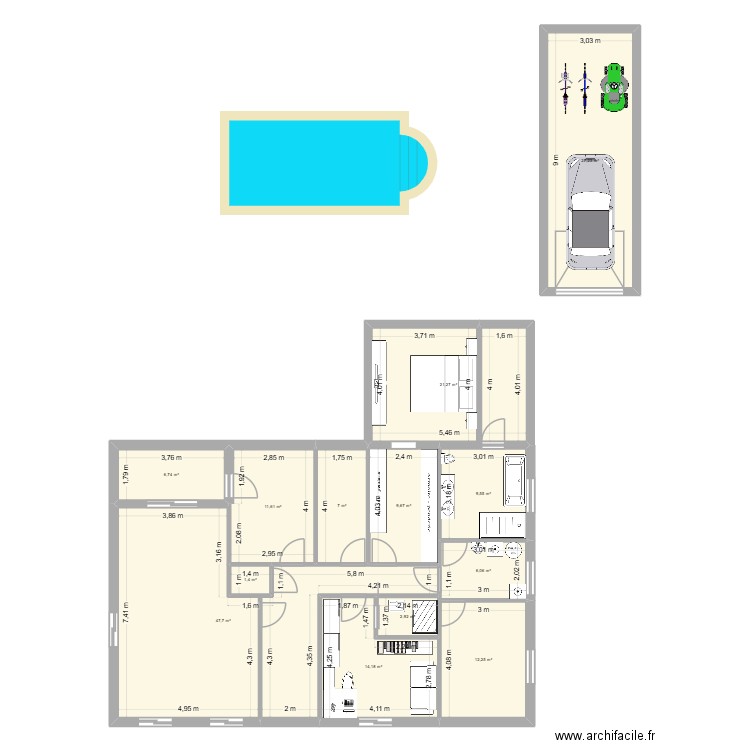 maison. Plan de 13 pièces et 178 m2
