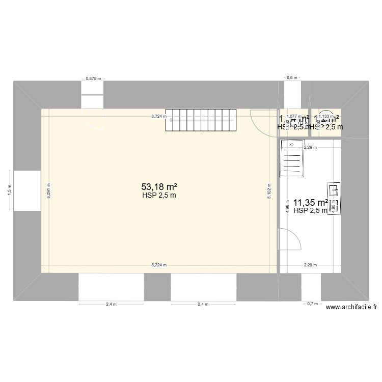 villy bas. Plan de 4 pièces et 67 m2