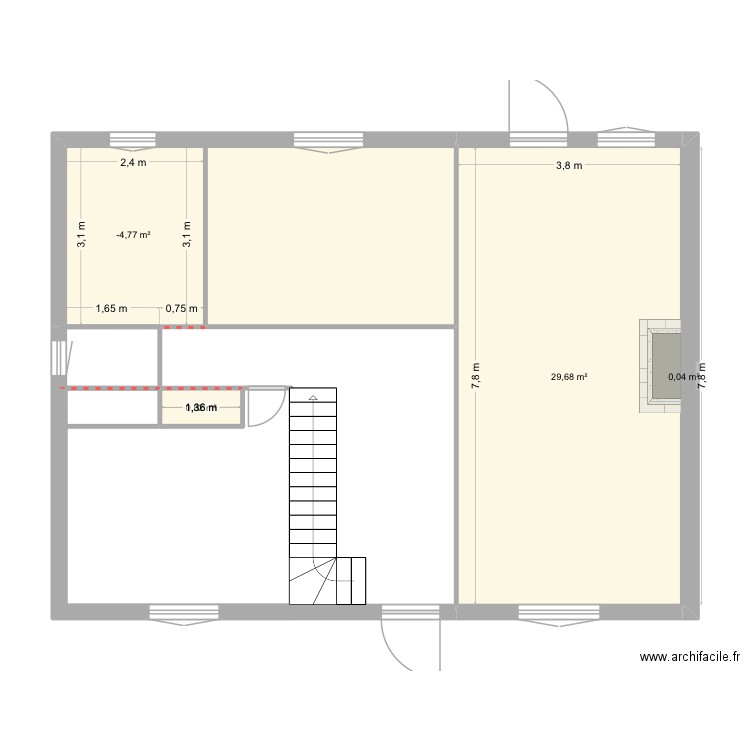 Dinan. Plan de 4 pièces et 38 m2
