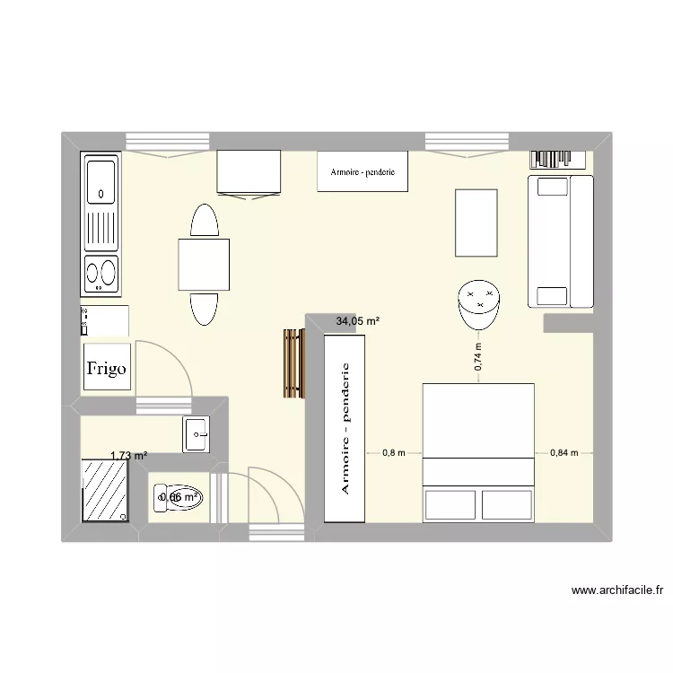 T1 bis existant. Plan de 3 et 36 m² T1 bis existant. Plan de 3 et 36 m²