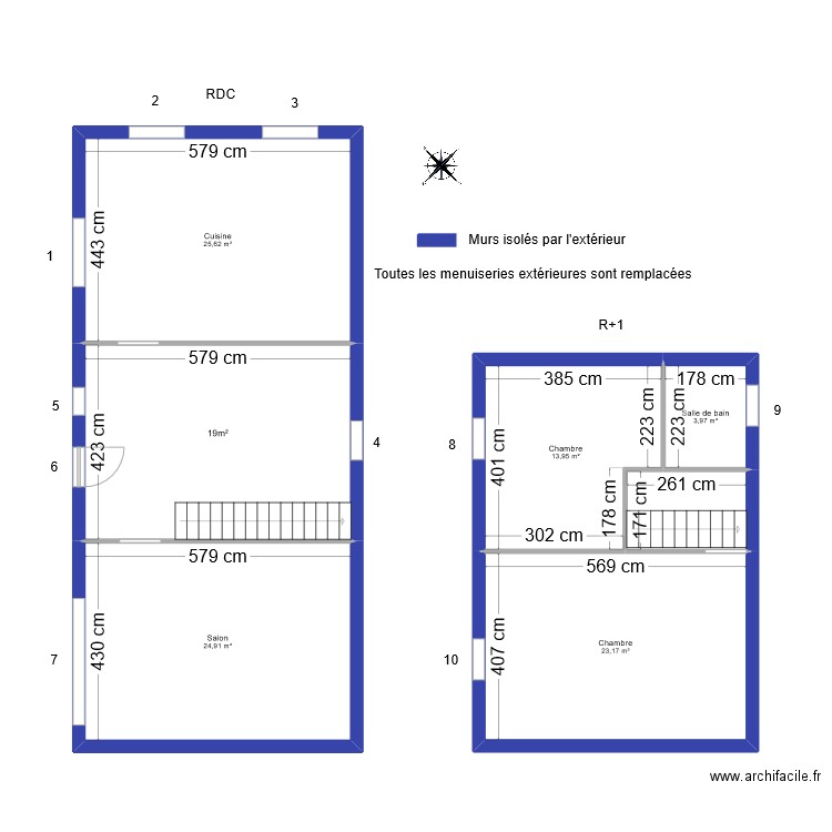 Chanteloube. Plan de 7 pièces et 121 m2