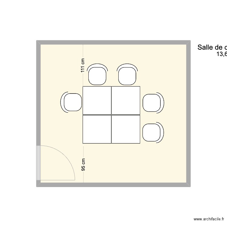 Salle de conférence. Plan de 1 pièce et 14 m2