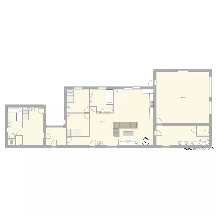 maison 2. Plan de 2 Pièces et 234 m²