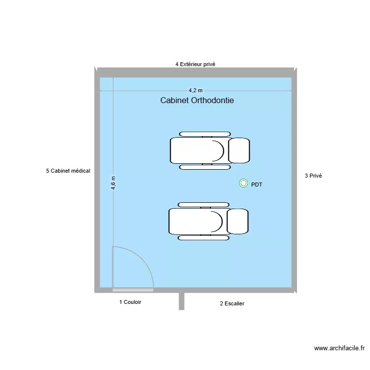 60708 Cabinet Orthodontie. Plan de 1  et 19 m²