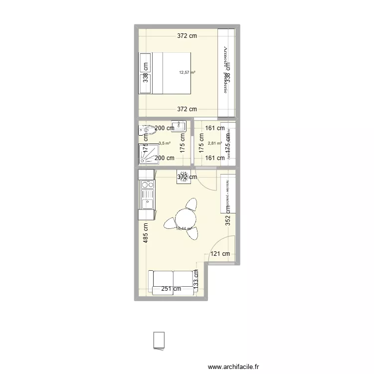 Studios Malika n02. Plan de 