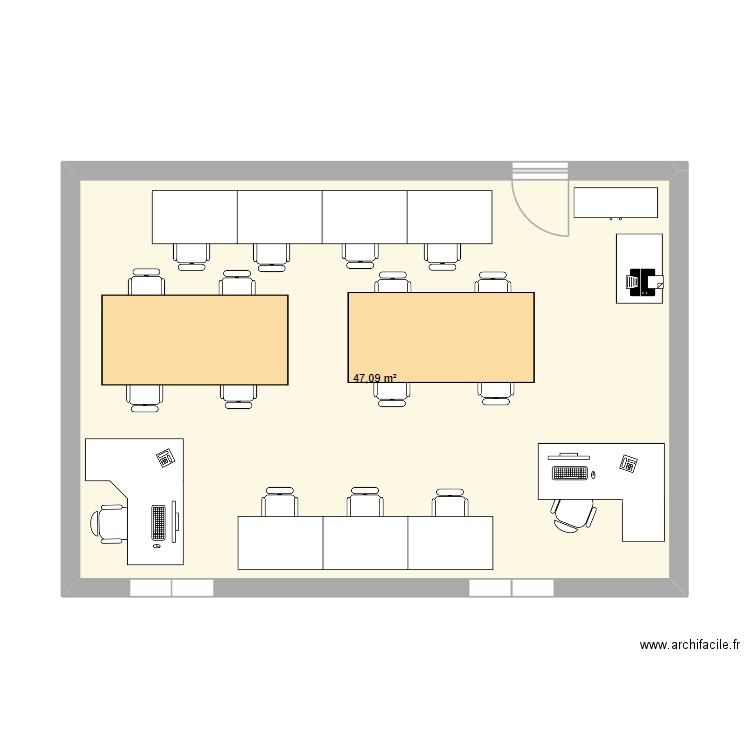 Wattec. Plan de 1 pièce et 47 m2
