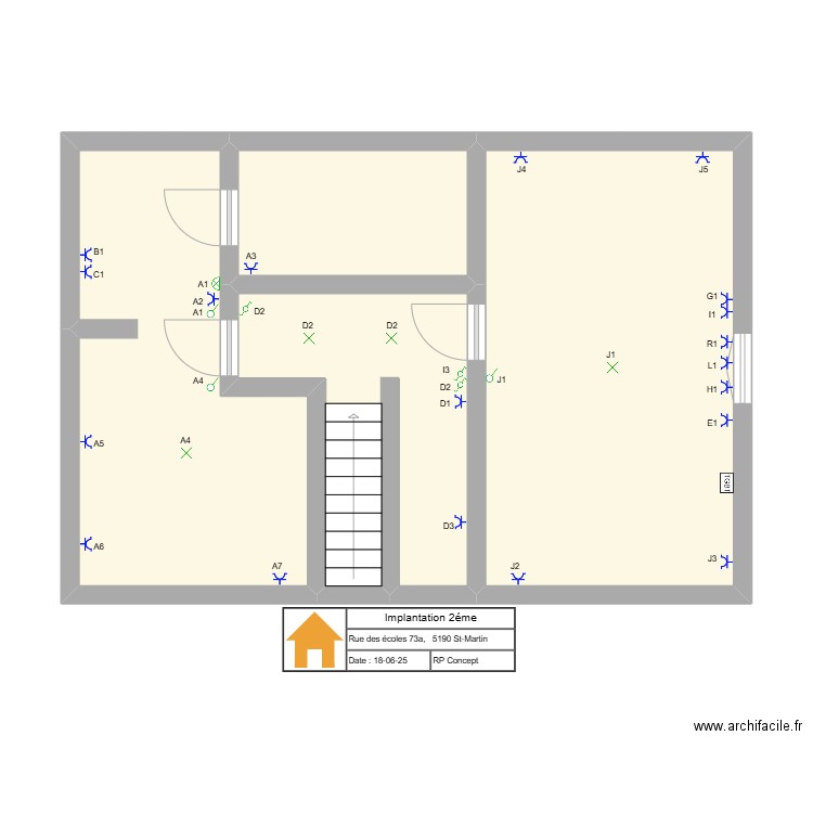 implantation ecoles 73a 2. Plan de 4 pièces et 53 m2