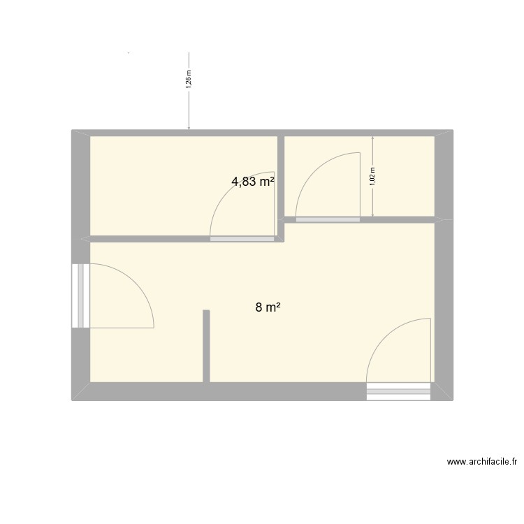 sdf. Plan de 2 pièces et 13 m2