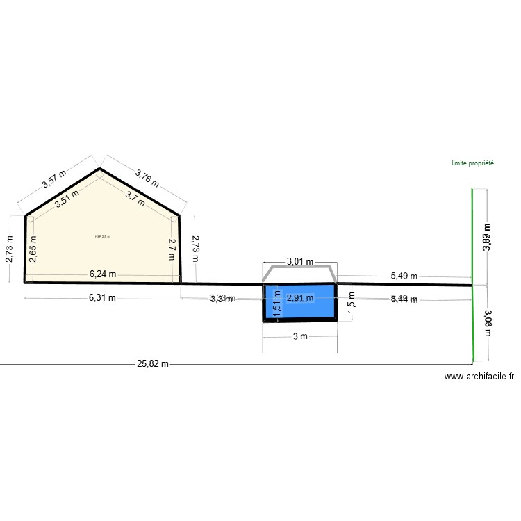 DP3 PLAN DE COUPE PISCINE v2. Plan de 2 pièces et 26 m2