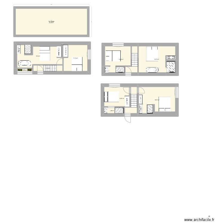 36 bis. Plan de 8 pièces et 128 m2
