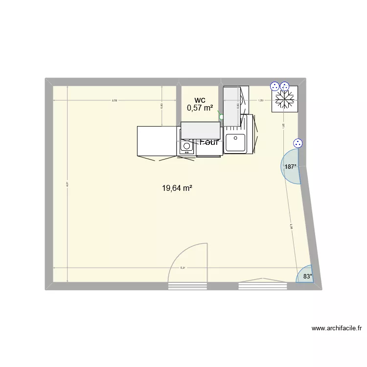 champgil 1. Plan de 2  et 20 m²