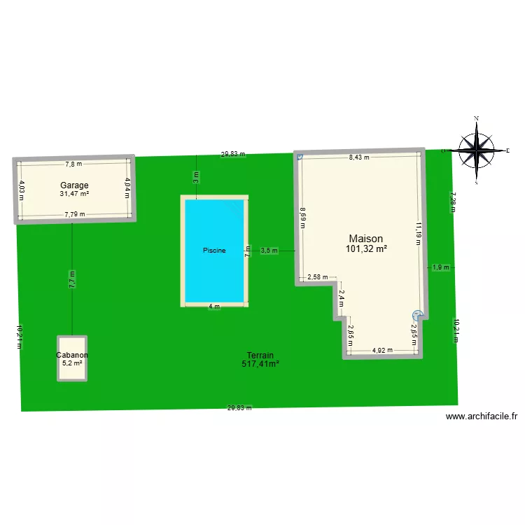 Plan de masse. Plan de 3  et 138 m²